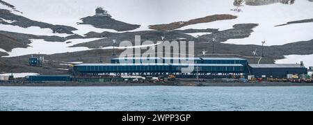 Comandante Ferraz Antarktisstation, eine brasilianische Forschungsstation. King George Island, Antarktis. Stockfoto