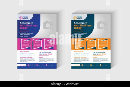 Corporate Business Flyer Design Template mit 2 verschiedenen Optionen, Business Broschürendesign, Flyer Layout Template A4, Flyer Geometrisches Flyer Design Stock Vektor