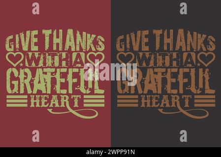 Dankbares, Dankbares Hemd, Herbsthemd, Herbststimmung, Hallo Kürbis, Thanksgiving-T-Shirt, niedliches Danksagungs-T-Shirt, Herbst-T-Shirt, Grateful-Shirt, Herz-T-Shirt Stock Vektor