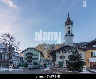 Garmisch-Partenkirchen, Kirche St. Martin, Oberbayern, Zugspitz-Region, Bayern, Deutschland Stockfoto