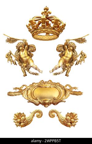 Isoliertes goldenes Detail auf Schloss Versailles. Frankreich. Stockfoto