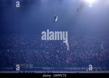 Mailand, Italien. März 2024. Slavia Praha Fans beim Spiel der UEFA Europa League in Giuseppe Meazza, Mailand. Der Bildnachweis sollte lauten: Jonathan Moscrop/Sportimage Credit: Sportimage Ltd/Alamy Live News Stockfoto