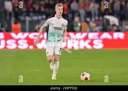 Roma, Italien. März 2024. Jan Paul van Hecke von Brighton & Hove Albion FC während des Fußballspiels der UEFA Europa League, Roma vs Brighton & Hove Albion, 7. März 2024 (Foto: AllShotLive/SIPA USA) Credit: SIPA USA/Alamy Live News Stockfoto