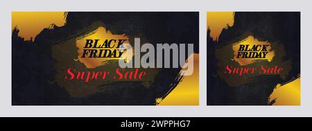 Online-Banner zum Black Friday-Angebot. Black Friday Super Sale Post. Werbebanner mit großem Angebot für Rabatte. Designvorlage für Black Friday-Werbebanner Stock Vektor