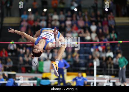Angela Thema von Serbien springt im WomenÕs Hochsprung während der Leichtathletik-Hallenweltmeisterschaften 2024 - Tag 1 01/03/2024 in der Emirates Arena am 03/2024 Foto: Ben Booth/Alamy Stockfoto