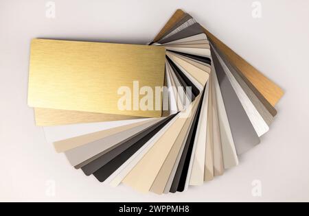 Glänzende Muster von MDF-Platten für Möbel. Fassadenpaneele. Stockfoto
