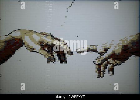 Art of the Brick - London 2024 von Nathan Sawaya Sixtinische Kapelle Decke - 4.459 Steine Stockfoto