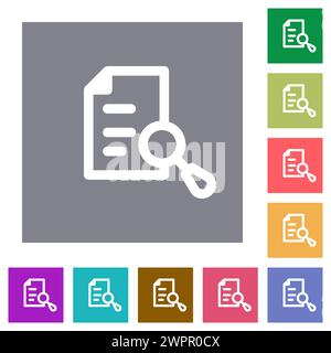 Suchen Sie nach flachen Symbolen auf einfachen farbigen quadratischen Hintergründen Stock Vektor