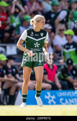 Canberra, Australien; 9. März 2024: Nickoletta Flannery von Canberra United FC wird während des Spiels der Liberty A-League Women Round 19 2023/24 zwischen Canberra United FC und Western Sydney Wanderers FC im McKellar Park in Canberra, Australien, am 9. März 2024 gezeigt. (Foto: Nick Strange/Fotonic/Alamy Live News) Stockfoto