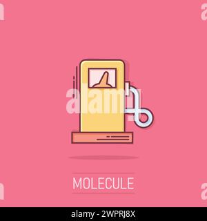 Kraftstoffpumpen-Symbol im Comic-Stil. Tankstellen-Cartoon-Zeichen-Vektor-Illustration auf isoliertem Hintergrund. Benzinspritzeffekt Geschäftskonzept. Stock Vektor