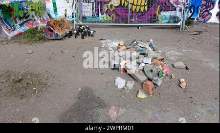 Stockholm, Snosatra, Schweden, 04. April 2022. Graffiti-Ausstellung am Stadtrand. Verbleibt. Stockfoto