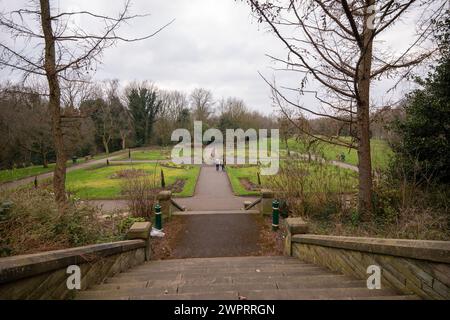 St. Mary's Flower Park Prestwich. Prestwich ist eine Stadt im Metropolitan Borough of Bury Greater Manchester, England. Stockfoto