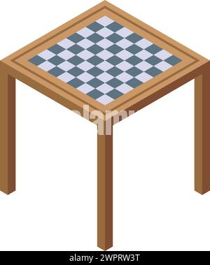 Tischschach Denksymbol isometrischer Vektor. Kinderzimmer spielen. Siegerstrategie Stock Vektor