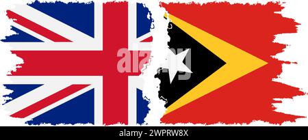 Timor-Leste - Osttimor und Großbritannien Grunge Flags Verbindung, Vektor Stock Vektor