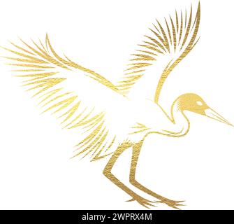 Graureiher Gold Lineart Stock Vektor