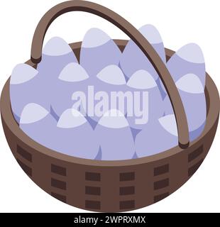 Voller Korb mit Isometrien. Hühnerfarm. Stabiles Branchengeschäft Stock Vektor