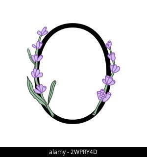 Lavendelblüte violett kleine Blume Handzeichnung Nummer für Hochzeitsdesign von Karte oder Einladung. Vektorillustrationen, isoliert auf weißem Hintergrund Stock Vektor
