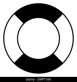 Rettungsring-Illustration, schwarz-weiße Vektor-Symbol-Form der Rettungsgürtel-Ringboje Stock Vektor