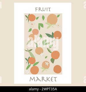 Obstmarkt Orange Design Illustration Poster Design Stock Vektor