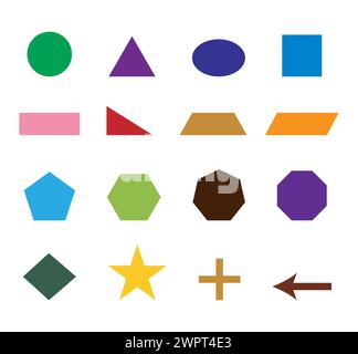 Geometrische, farbenfrohe Formen für Kinder im Vorschulalter. Stock Vektor