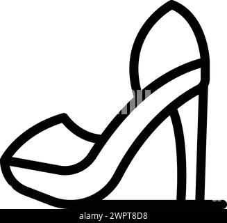 Anmutige High-Heels-Ikonen mit Umrissvektor. Designerschuhkollektion. Stilvolle Schuhe Stock Vektor