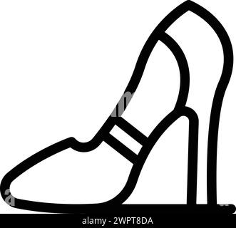 Schuhkontur-Vektor mit Absatz. Damenschuhe, Modekollektion. Modische High Heels Stock Vektor