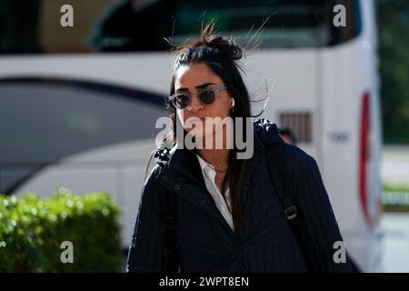 Algeciras, Spanien. Februar 2024. Algeciras, Spanien, 27. Februar 2024: Spieler Italiens bei Ankunft vor dem Freundschaftsspiel der Frauen zwischen England und Italien im Estadio Nuevo Mirador in Algeciras, Spanien. (Daniela Porcelli/SPP) Credit: SPP Sport Press Photo. /Alamy Live News Stockfoto