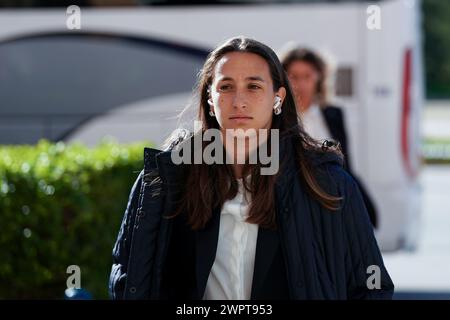 Algeciras, Spanien. Februar 2024. Algeciras, Spanien, 27. Februar 2024: Spieler Italiens bei Ankunft vor dem Freundschaftsspiel der Frauen zwischen England und Italien im Estadio Nuevo Mirador in Algeciras, Spanien. (Daniela Porcelli/SPP) Credit: SPP Sport Press Photo. /Alamy Live News Stockfoto