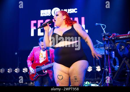 Manchester, Großbritannien. März 2024. Beth Ditto tritt am 2. Abend des BBC 6 Music Festivals 2024 im Manchester Victoria Warehouse auf. Stockfoto