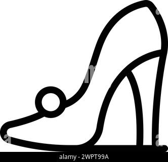 Lederstiletto Icon Konturvektor. Voguish Designerschuhe Kollektion. Feminines Laufsteg-Modell Stock Vektor