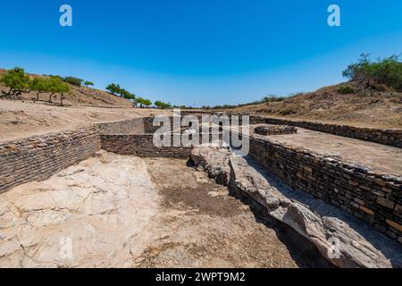 Wasserreservoir, Archäologischer Park, UNESCO-Stätte Dholavira, Gujarat, Indien Stockfoto