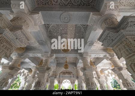 Marmor gebaut Dharamshala Manilaxmi Tirth Jain Tempel, Gujarat, Indien Stockfoto