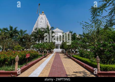 Marmor gebaut Dharamshala Manilaxmi Tirth Jain Tempel, Gujarat, Indien Stockfoto