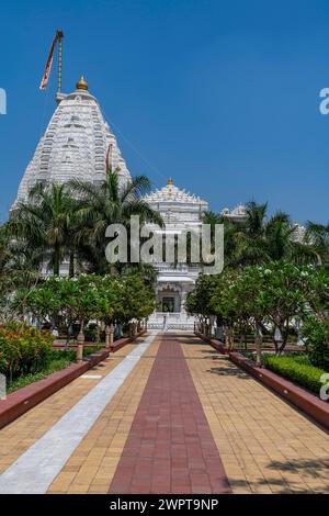 Marmor gebaut Dharamshala Manilaxmi Tirth Jain Tempel, Gujarat, Indien Stockfoto