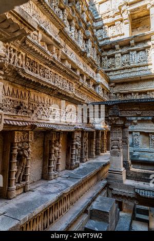 UNESCO-Stätte, Rani Ki Vav, der Steppbrunnen der Königin, Patan, Gujarat, Indien Stockfoto