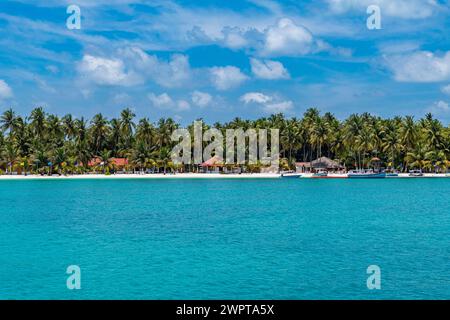 Ferienort auf Bangaram Island, Lakshadweep Archipel, Union Territory von Indien Stockfoto