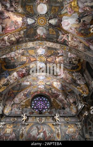 Kirche San Nicolas de Bari y San Pedro Martir. Gotisches Gebäude (15. Jahrhundert) und barocke Gemälde (17. Jahrhundert). Valencia Stadt, Comunidad Valencianisch Stockfoto