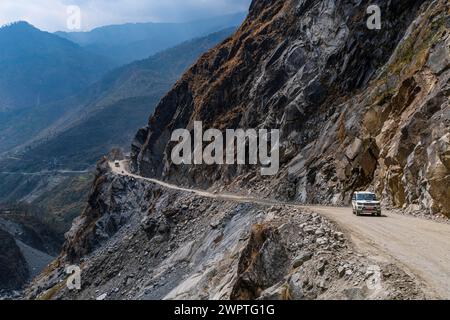 Autobahn durch den Himalaya nach Jomsom, Nepal Stockfoto