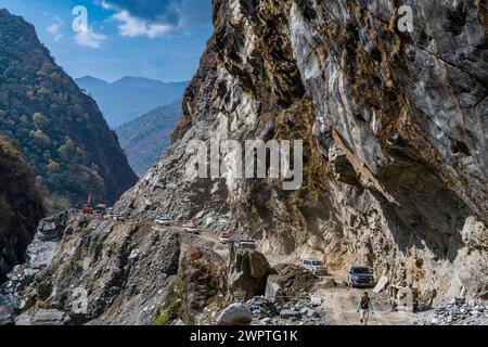 Abenteuerlicher Highway nach Jomsom, Nepal Stockfoto