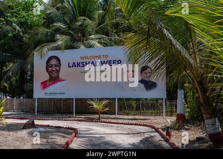 Ferienort auf Bangaram Island, Lakshadweep Archipel, Union Territory von Indien Stockfoto