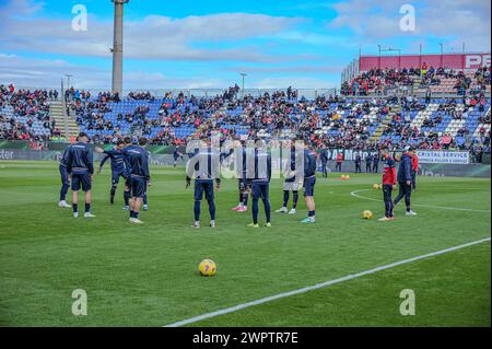 Cagliari, Italien. März 2024. Foto Gianluca Zuddas/LaPresse09-03-2024 Cagliari, Italia - Sport, calcio - Cagliari vs Salernitana - Campionato italiano di calcio Serie A TIM 2023/2024 - Stadio Unipol Domus. Nella Foto: Riscaldamento Cagliari Calcio 9. März 2024 Cagliari, Italien - Sport, Fußball - Cagliari vs Salernitana - Campionato italiano di calcio Serie A TIM 2023/2024 - Unipol Domus Stadium. Im Bild: Warm Up Cagliari Calcio“ Credit: LaPresse/Alamy Live News Stockfoto