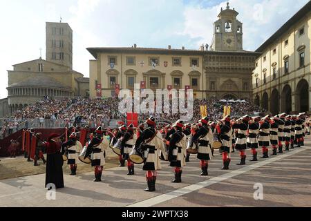 Giostra del saracino di Arezzo, Rievocazione storica/Arezzo Saracen Joust, historische Beschwörung Stockfoto