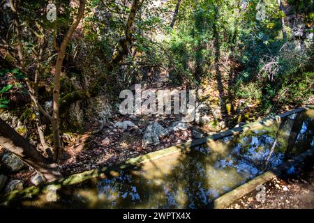 Wasserlauf, Epta Piges - Die Sieben Quellen, Rhodos Stockfoto