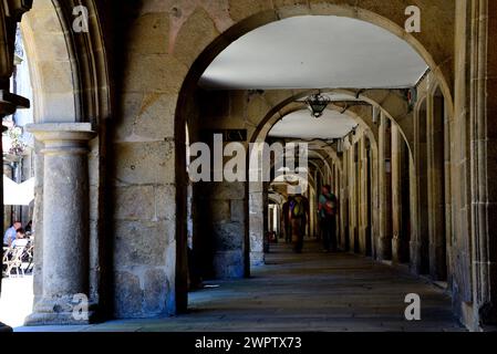 Arkade in Santiago de Compostela, A Coruña, Spanien Stockfoto