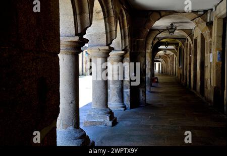 Arkade in Santiago de Compostela, A Coruña, Spanien Stockfoto