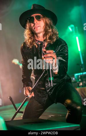 Mailand, Italien. März 2024. Die US-amerikanische Band DIRTY HONEY tritt live auf der Bühne in Alcatraz während der „Can't Find the Brakes Tour“ auf. Vermerk: Rodolfo Sassano/Alamy Live News Stockfoto