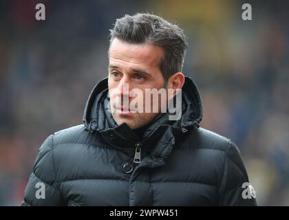 Marco Silva Manager von Fulham vor dem Auftakt, während des Premier League-Spiels Wolverhampton Wanderers gegen Fulham in Molineux, Wolverhampton, Großbritannien, 9. März 2024 (Foto: Gareth Evans/News Images) Stockfoto