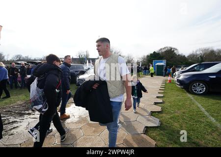 Owen Farrell kommt vor dem Guinness Six Nations Spiel im Twickenham Stadium in London an. Bilddatum: Samstag, 9. März 2024. Stockfoto