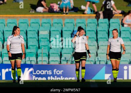 Sydney, Australien. März 2024. Die Schiedsrichter bereiten sich vor dem A-League Women Rd19-Spiel zwischen Sydney FC und Western United am 9. März 2024 in Sydney, Australien vor. Credit: IOIO IMAGES/Alamy Live News Stockfoto