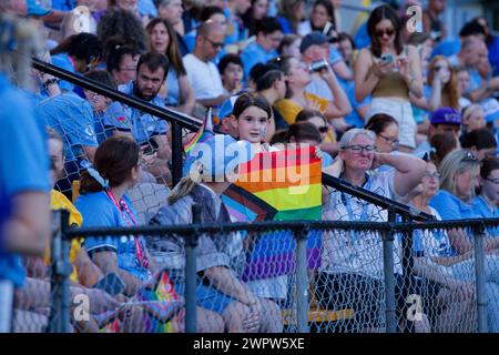 Sydney, Australien. März 2024. Die Fans des Sydney FC zeigen ihre Unterstützung vor dem A-League Women Rd19 Spiel zwischen Sydney FC und Western United am 9. März 2024 in Sydney, Australien Credit: IOIO IMAGES/Alamy Live News Stockfoto